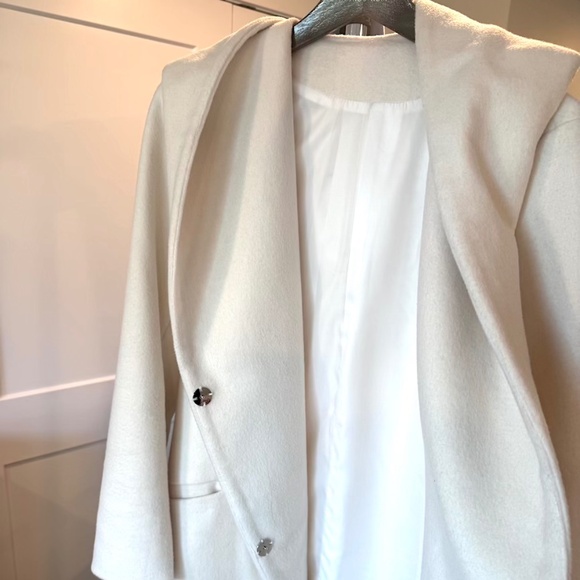 Wool Midi Coat with Hood in Winter White - Small (NWOT) - Picture 5 of 14
